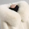 Kvinnors Fur Faux Coat Real Wool Kvinnlig Jacka Får Skärning Klagor Varm Vinter Jackor Naturlig Hood KQN18113-1