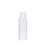 Refillable Plastic Bottle Clear Flat Shoulder PET Transparent With Cover White Screw Lid Empty Portable Cosmetic Packaging Container 100ml 120ml 150ml 200ml 250ml