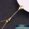 Charm liten te sked form hängsmycke halsband med krona för kvinnor 4 färger kreativ mini långa länk smycken sked halsband fabrik pris expert design kvalitet senast