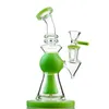 Groene Purple Hookahs Pyramid Design Hoofddienst Glas Bongs Douchekop Percolator Water Pijpen Olie DAB Rigs 14mm Joint