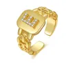 Bague réglable plaquée or 18 carats avec lettres A-Z, bracelet de montre carré avec lettres initiales pour femmes, vente en gros