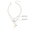Double-Fayered Necklace Choker Women Round Necklace Pendant Strip Gold Color Collares Fashion Girl Party Alloy Jewelry G1206