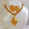 24K Goud Kleur Dubai Nigeria Frankrijk Bloem Oorbel/grote Phoenix Tail Necklacet Sieraden Set Vrouwen Huwelijkscadeau