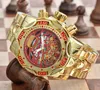 Nieuwe INA Luxe Heren Militaire Sport Horloges Grote Wijzerplaat Gouden Quartz Heren Horloge Kalender Siliconen Band Horloges Montre De Luxe