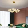 Lampadario moderno oro / nero Lampada a bolle di vetro Illuminazione a sospensione in metallo Perline a LED Lampada a stella per soggiorno Camera da letto