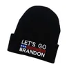 Lets Go Brandon Beanie Winter Hats 2024 Trump Knitted Woolen Embroidery Hat President Election Warm Caps Universal