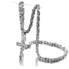 Pendanthalsband Fashion Crucifix Cross Necklace Men Silver Color rostfritt stål Punk Byzantine Chain Jewelry251N