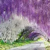 装飾的な花の花輪12pcs/セットガーデンルームのための人工シルクウィステリアリーフウェディングデコレーション