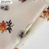 Zevity 2021 Women Vintage Floral Print Casual Patchwork Straight Court Pants Female Chic Elastic Waist Pockets Trousers P1150 Q0801