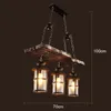 Hanglampen Vintage Loft Land Hout Kroonluchter Lichtglas Lantaarn Retro Hanglamp voor Cafe Kledingwinkel