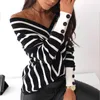 black white striped blouse