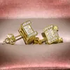 Vecalon Luxury Bling 5A Zircon Stone Hip Hop 925 Sterling Silver Gold Square Stud Earrings for Man Women Korean Earrings