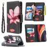 Wallet Phone Cases for iPhone 14 13 12 11 Pro Max X XS XR 7 8 Plus Beautiful Colorful Painting Pattern Multifunction Flip Kickstand Cover Case with Zipper Coin Purse