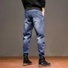 Japanse vintage mode mannen jeans zwart splitsen designer denim lading broek streetwear hiphop joggers wijd been baggy broek