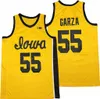 NCAA Iowa Hawkeyes Basquete 55 Luka Garza College Men Men Pure Cotton Team Marinha Azul Branco Amarelo Respirável