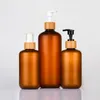 Storage Bottles & Jars Empty 120ml 250ml 500ml Lotion Pump Bottle PET Frosted Bright Amber Cosmetic Refillable Shampoo Shower Gel 266f