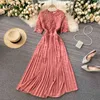 Neploe Tung Work Lace Broderi Hollow Out Dress Women High Waist Hip A Line Long Vestidos O Neck Långärmad Slim Robe Spring 210423