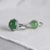 Cluster Rings FNJ 925 Silver Ring For Women Jewelry 100% Original Pure S925 Sterling Natural Green Agate Chalcedony