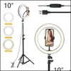 ライティングスタジオアクセサリー機器カメラPO 10 "LED Selfieリングライトライブストリーム/メイク/ビデオ調光可能な美しさのリングライトTRI