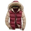 Winter Parka мужские толстые пальто теплые меховые воротника с капюшоном куртка мужские модные цвета сопоставляющие пальто вскользь зимние куртки мужчины 211013