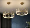 New Led Pendant Lights Chandeliers Crown Nordic Design Crystal Hanging Lamp For Living Room Kids Bedroom Kitchen Lighting lustre moderne