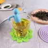 Silikon Rostfritt Stål Humanoid Tea Strider Filter Läckage Infuser Cup Dekoration Kreativ prydnad Gadgets Lazy Tealef Diffuser YL0358