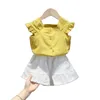 Baby Vest Suit Summer Style Western Fashion Girls Short en coton mince Princesse en deux pièces P4341 210622