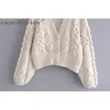 Spring of Europe USA Konstgjorda smycken Knapp Knitwear Factory Direct Sweater Cardigan Kvinna 210604