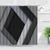 Moderne einfache wasserdichte Duschvorhänge Grau Schwarz Streifen Farbverlauf Geometrische Muster Kreative Badezimmer Dekor Vorhang Set 210915