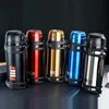 1.2l/1.6l/2l Large Capacity Thermos Flask Thermal Water Bottle Double Wall Stainless Steel Drinking Cup Mug For Travel Camping 210615