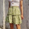 Skirts 2022 Mini Skirt Mujer Faldas Kvinna Kvinnor Saias Mulher Femme Jupes Fashion Floral Daisy Tight Folds Country Style