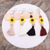 Utrikeshandel Beaded Food Grade Silicone Sunflower Keychain Kan skrivas ut Runda Hänge Key Ring Multi-Color Valfri