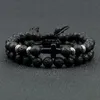 Perlenstränge Ethnische tibetische natürliche 8mm Tiger Vulkan Lava Armbänder unregelmäßige Kupferperlen geflochtene Armreifen für Frauen Männer Liebhaber Schmuck F