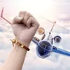 Fashion Gold Stainless Steel Anchor Airplane Bracelets With Vintage Genuine Leather Bracelet Men Women Homme Jewelry Charm235m