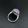 Cluster Rings Natural Charoite 925 Silver för kvinnor Ädelsten Människor Stora Smycken Öppnande Ring Design Gem Ovala 13 * 18mm