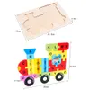 新しい英語のアルファベット動物の交通の木製3Dパズルのおもちゃの赤ちゃん子供のための早期認識教育学習玩具ジグソーパズルゲームA0511