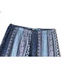Pantaloni svasati con stampa geometrica etnica a vita bassa Pantaloni lunghi da donna con ghette a campana africane hippie tribali bohemien 210429