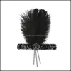 Opaski na głowę Hair Jewelry Dżetów Pałąk PlaPper Feather Crystal Zroszony Nakrycia Naklejki Kobiety 1920S Styl Aessories Handmade ślubne cekiny DRO