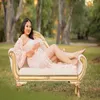 Hot Maternity Photography Props Graviditet Fancy Dress Lace Robe Strapless Maxi Gown Maternity Dress Split Front Kvinnor Lång Klänning Q0713