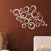 Pegatinas de pared 24pcs / set 3D DIY Circles Pegatina Cristal Mural Decal Acrílico Espejo para decoración de hogar Decoración de sala de estar