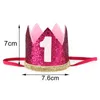 Hårtillbehör baby födelsedagsfest hattar ett år pojke flicka kepsar första prinsessan krona dekorationer barn gynnar rosa pannband gåva7686456