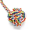 Dog Knot Rope With Ball For Aggressive Chewers Interactive Play Washable 100% Cotton Colourful Pet Toys