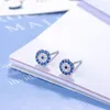 100 puur 925 sterling zilver Stud Guangzhou sieraden hoge kwaliteit blauw boze oog ontwerp studs oorbellen Turkije vergulde oorbel9175796