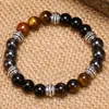 Bracelet de perles en pierre d'oeil de tigre naturelle Unique pour hommes, en acier inoxydable, hématite noire, pierre d'obsidienne noire, Bracelets magnétiques pour hommes