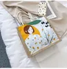 2021 Canvas Flax Portable Tote Bag Tide Soft Girl Shopping Bag Fresh Sweet Lady Bag