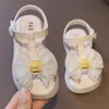 Sandały Baby Girls 2022 Lato Koronki Bowknot Księżniczki Buty Dzieci Przyjęcie Urodzinowe Dla Dzieci Plaża Niemowlak Maluch