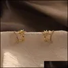 Jewelryperisbox Eight-Pointed Star Cz Stone Small Open Circle Gold Stud Earrings For Women Korean Style Dainty Drop Delivery 2021 Wrgrp