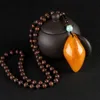 Colliers simples avec pendentif en résine et perles en bois, faits à la main, pour femmes et hommes, longue chaîne de pull, bijoux, décor de Club de fête