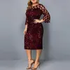 Feestjurken Sequin Plus Size Damesjurk 2021 Mesh See Through Long Mouw Bodycon Jurk Bruiloft Avond Party Club Jurk Y1006