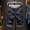 Pantaloncini mimetici in denim da uomo estivi Moda slim fit in cotone micro elastico Lavaggio nero Jeans strappati Abiti maschili, X3176 210629